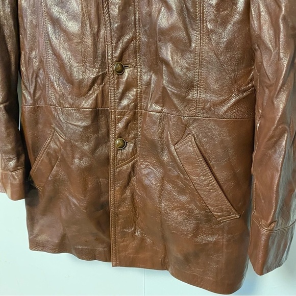 Vintage Brown Leather Jacket Cabretta Angel Skin Grais Mens 38R Small - Medium - Picture 6 of 11